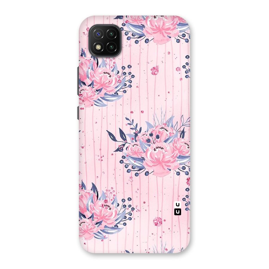 Pink Floral and Stripes Back Case for Poco C3