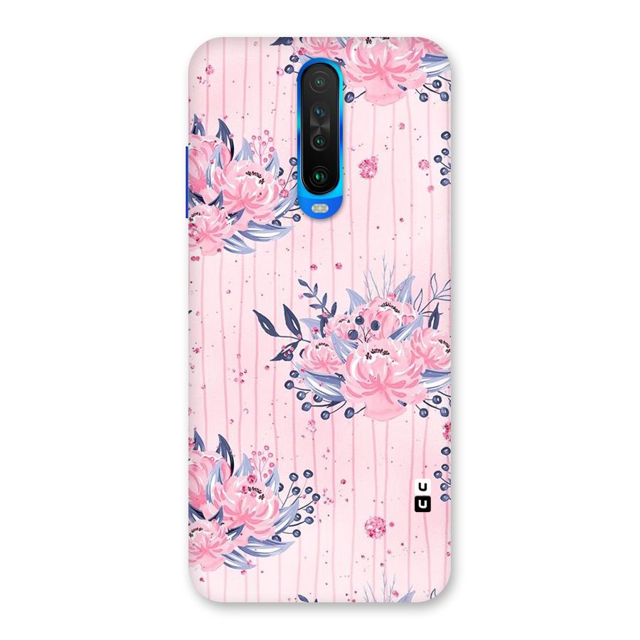 Pink Floral and Stripes Back Case for Poco X2