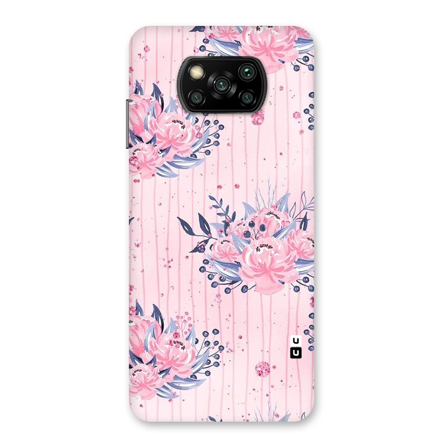 Pink Floral and Stripes Back Case for Poco X3
