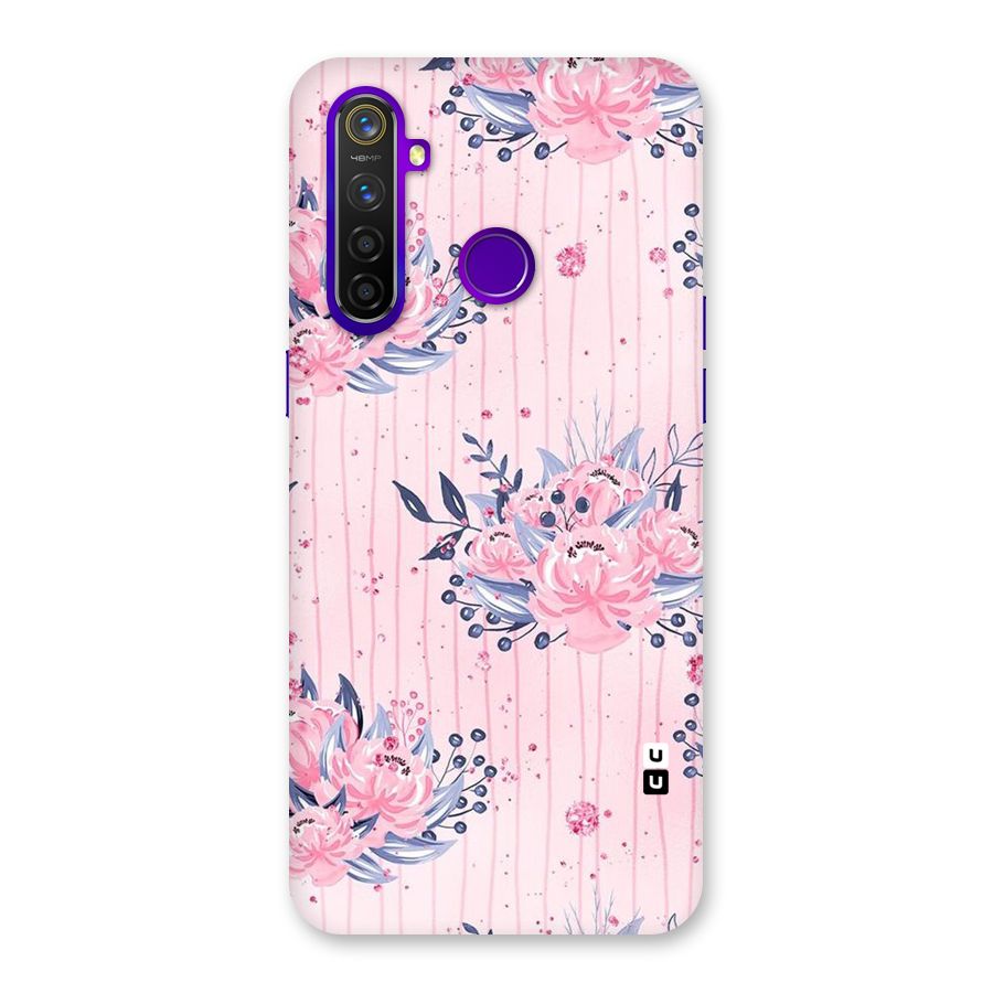 Pink Floral and Stripes Back Case for Realme 5 Pro