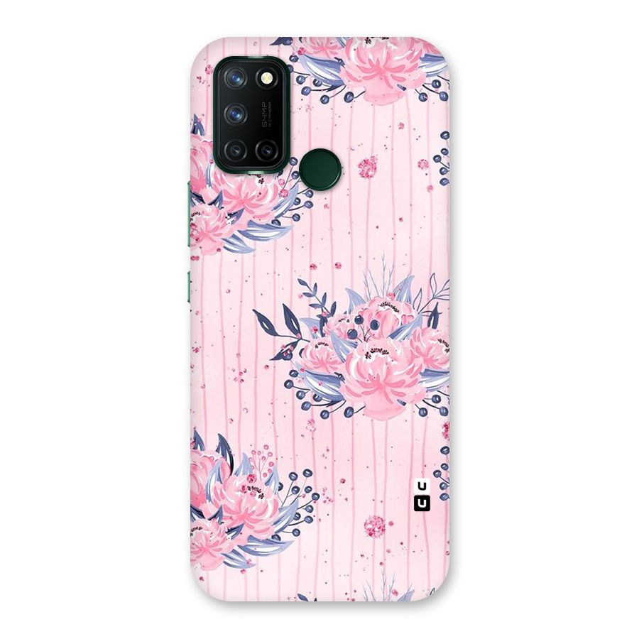 Pink Floral and Stripes Back Case for Realme 7i