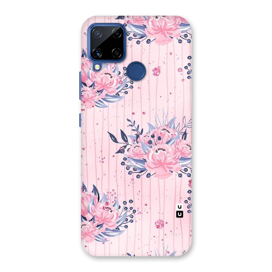 Pink Floral and Stripes Back Case for Realme C15
