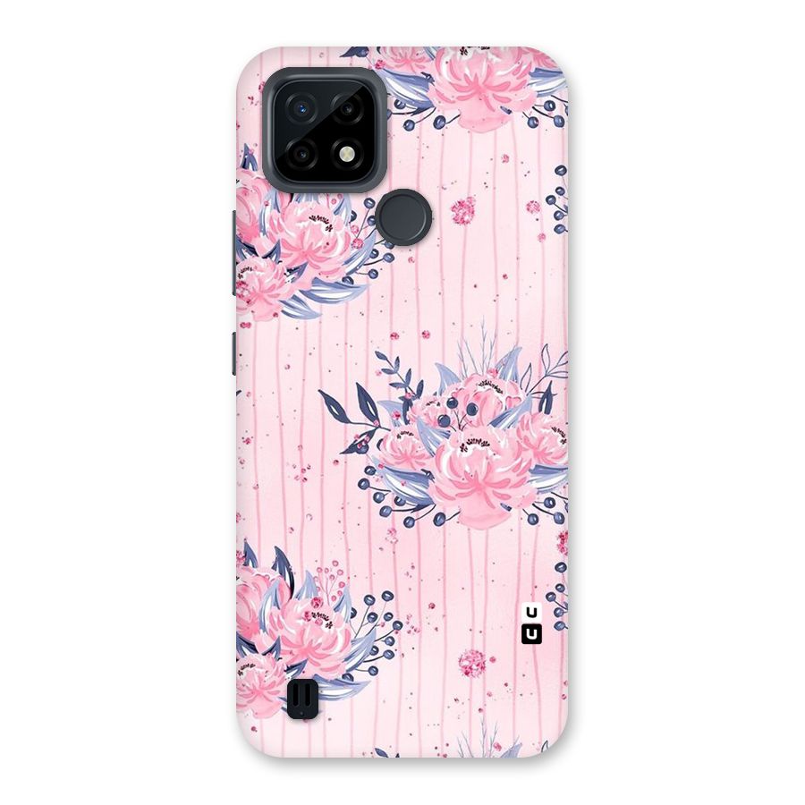 Pink Floral and Stripes Back Case for Realme C21