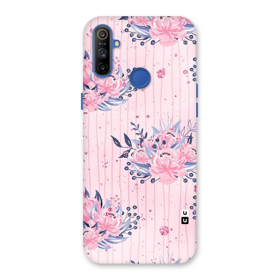 Pink Floral and Stripes Back Case for Realme Narzo 10A