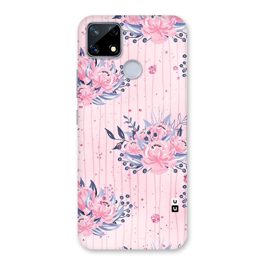 Pink Floral and Stripes Back Case for Realme Narzo 20