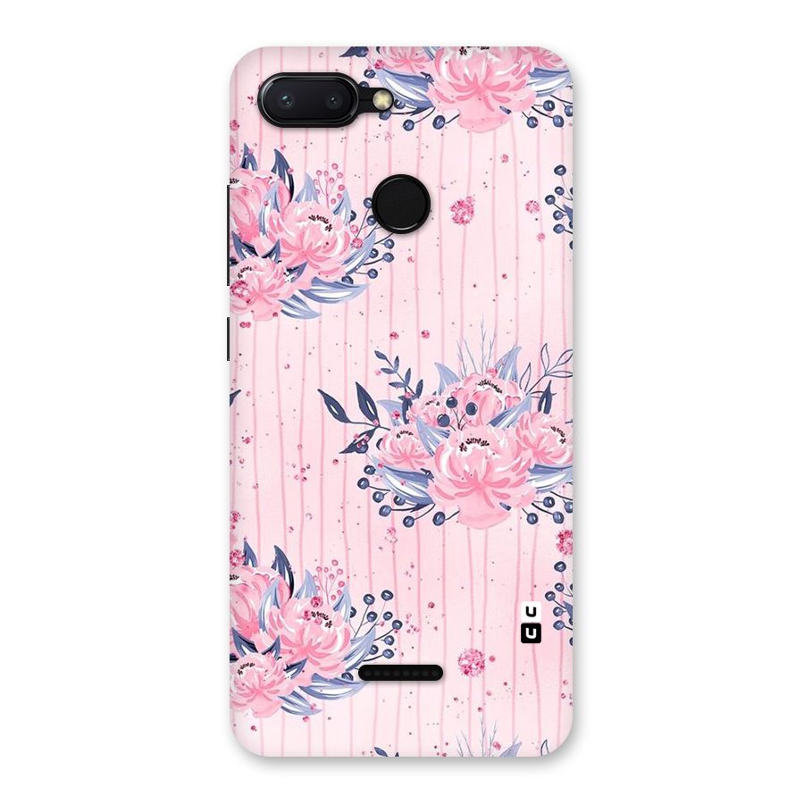 Pink Floral and Stripes Back Case for Redmi 6