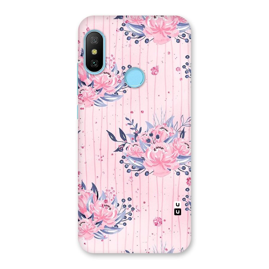 Pink Floral and Stripes Back Case for Redmi 6 Pro