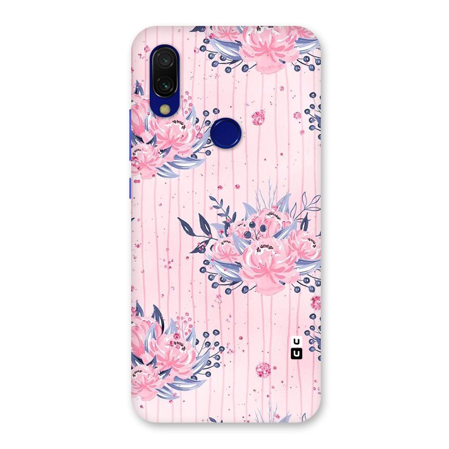 Pink Floral and Stripes Back Case for Redmi 7