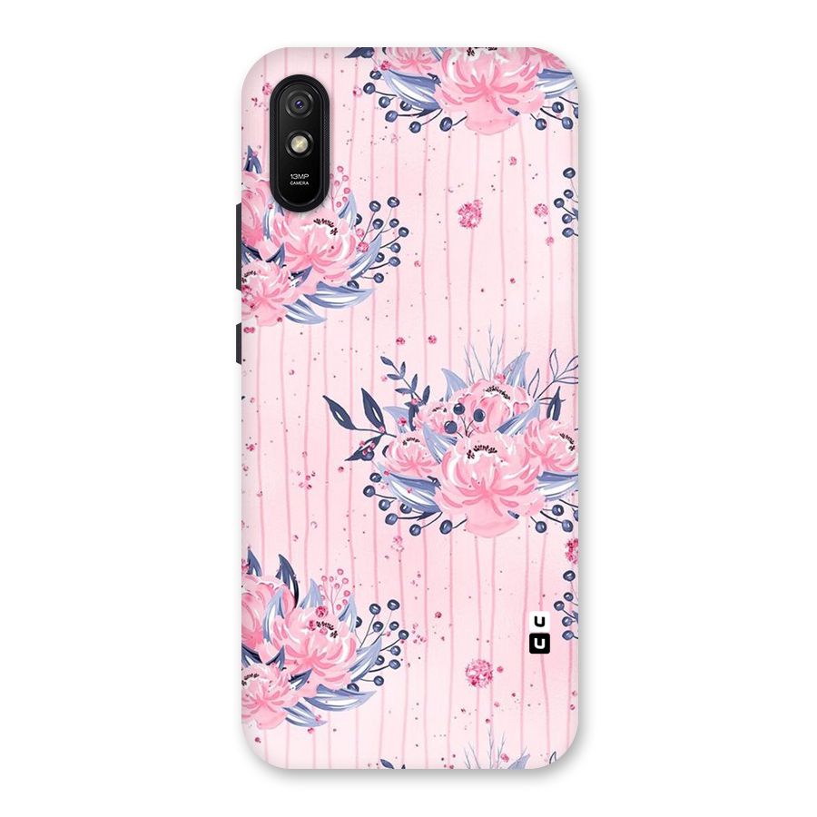 Pink Floral and Stripes Back Case for Redmi 9i