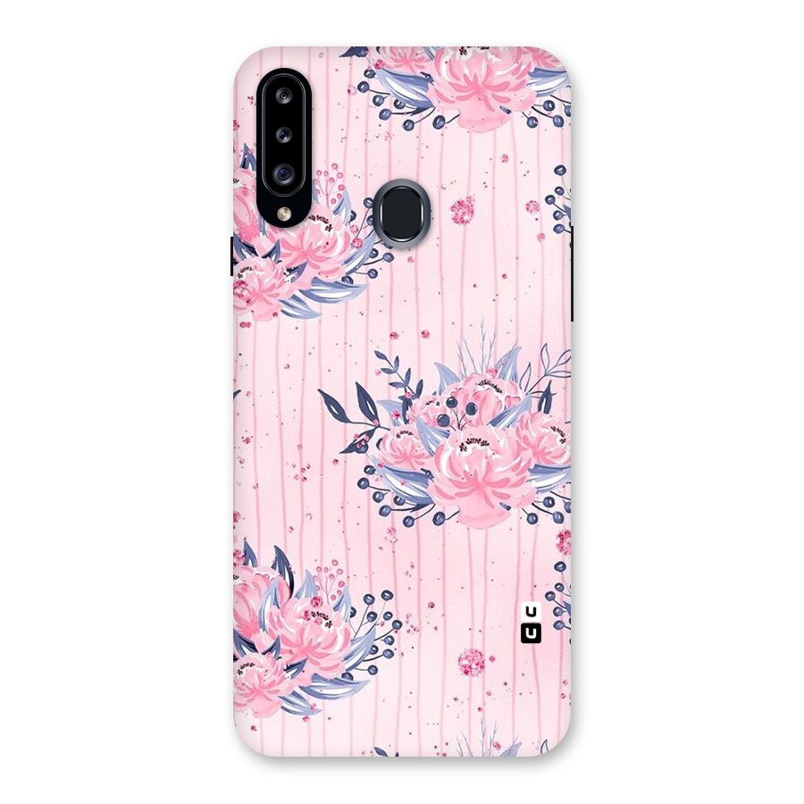 Pink Floral and Stripes Back Case for Samsung Galaxy A20s