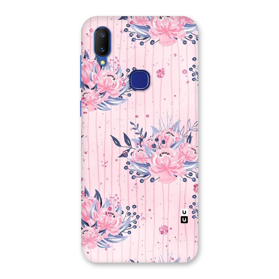 Pink Floral and Stripes Back Case for Vivo V11
