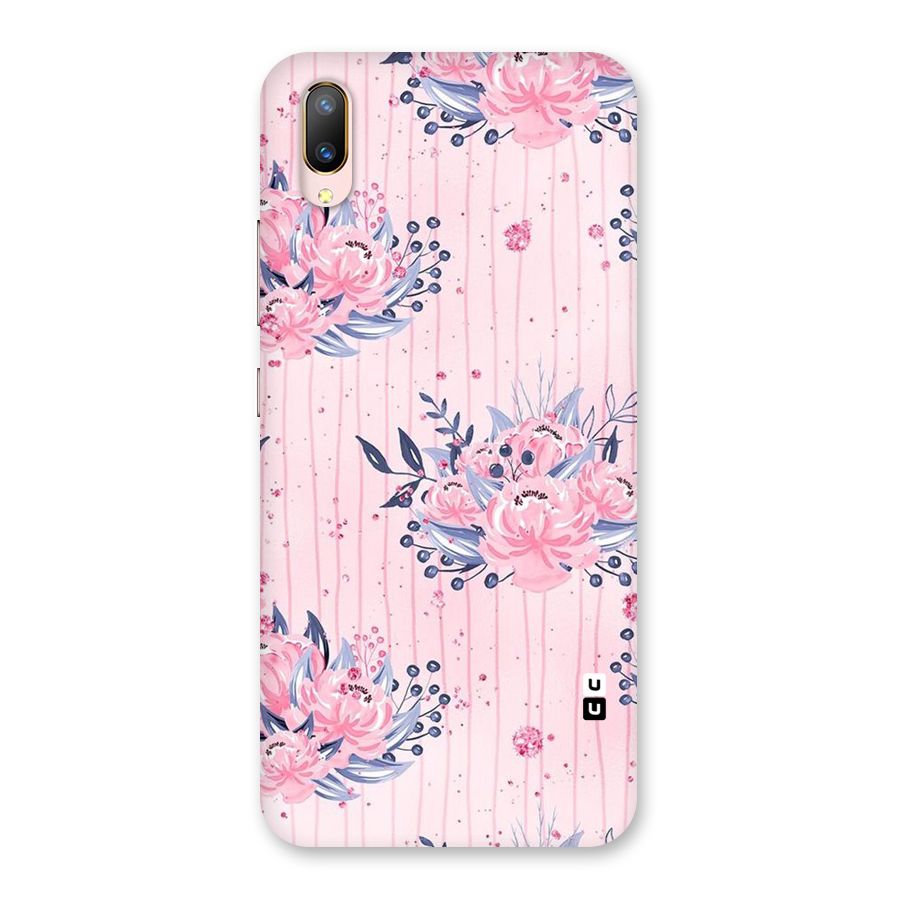 Pink Floral and Stripes Back Case for Vivo V11 Pro