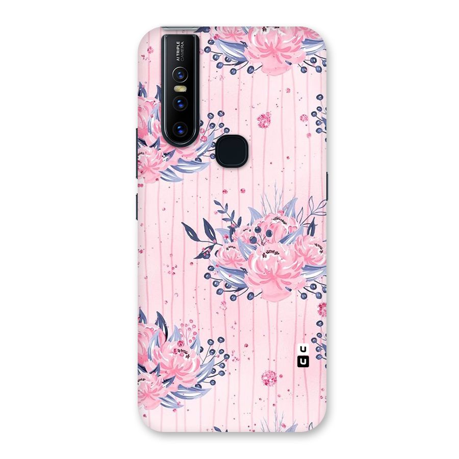 Pink Floral and Stripes Back Case for Vivo V15