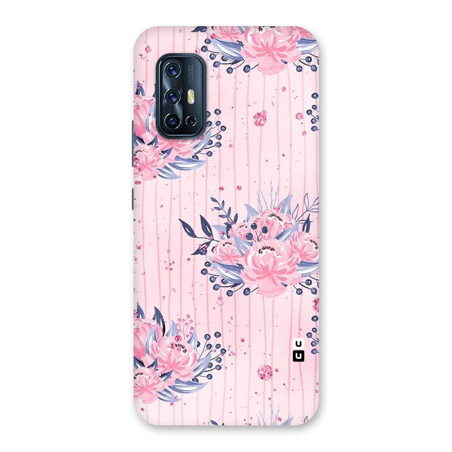 Pink Floral and Stripes Back Case for Vivo V17