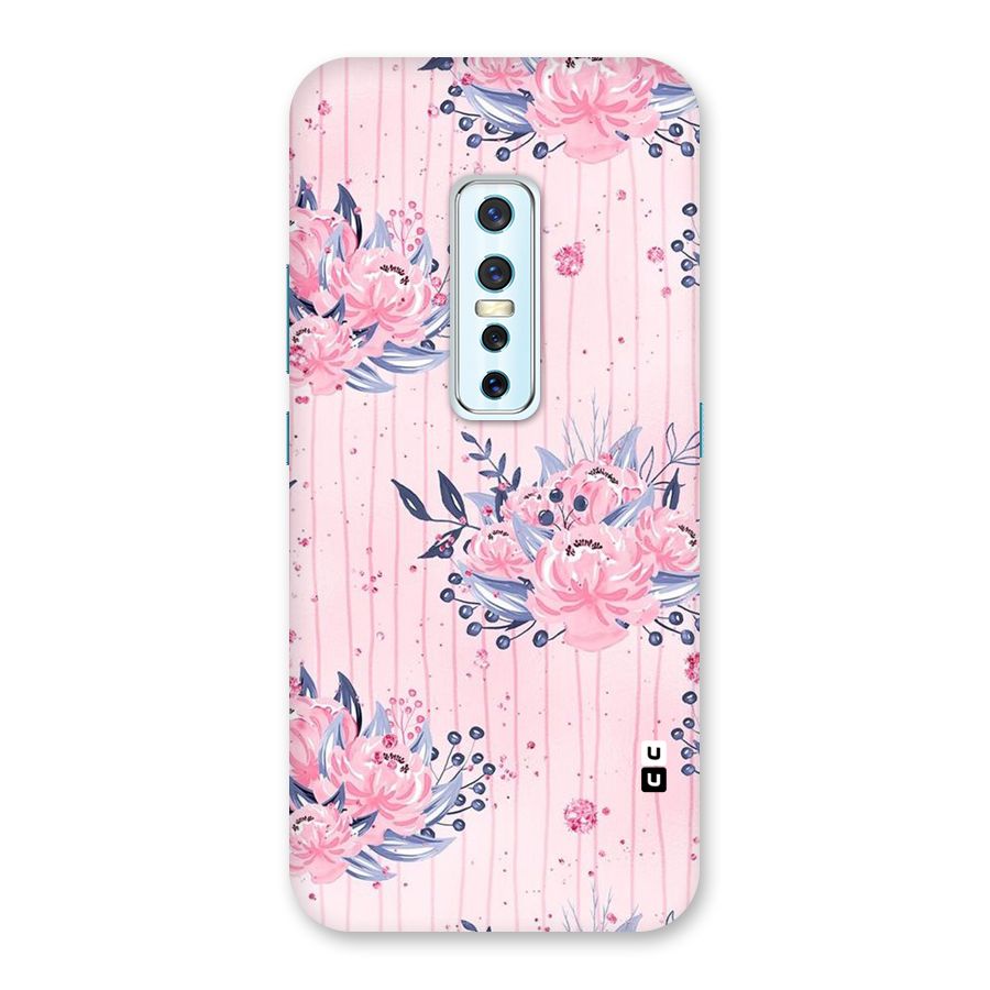 Pink Floral and Stripes Back Case for Vivo V17 Pro