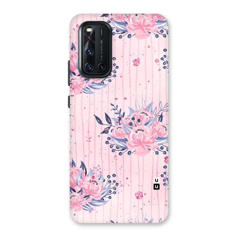 Pink Floral and Stripes Back Case for Vivo V19