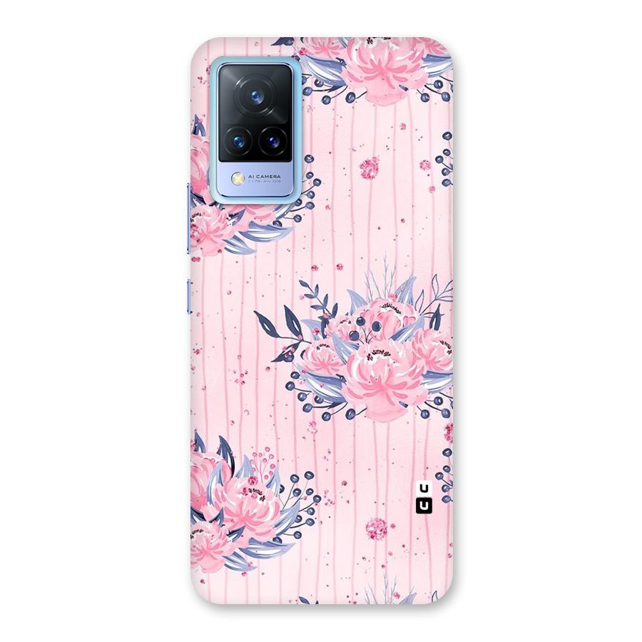 Pink Floral and Stripes Back Case for Vivo V21 5G