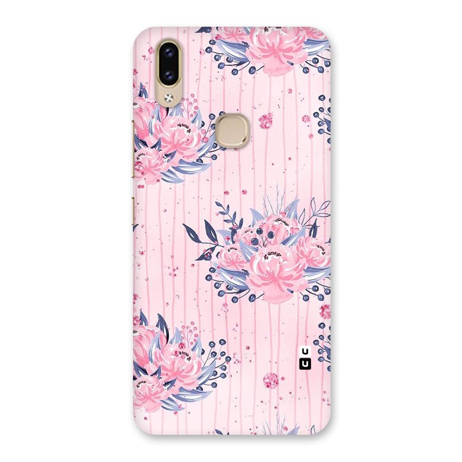 Pink Floral and Stripes Back Case for Vivo V9 Youth
