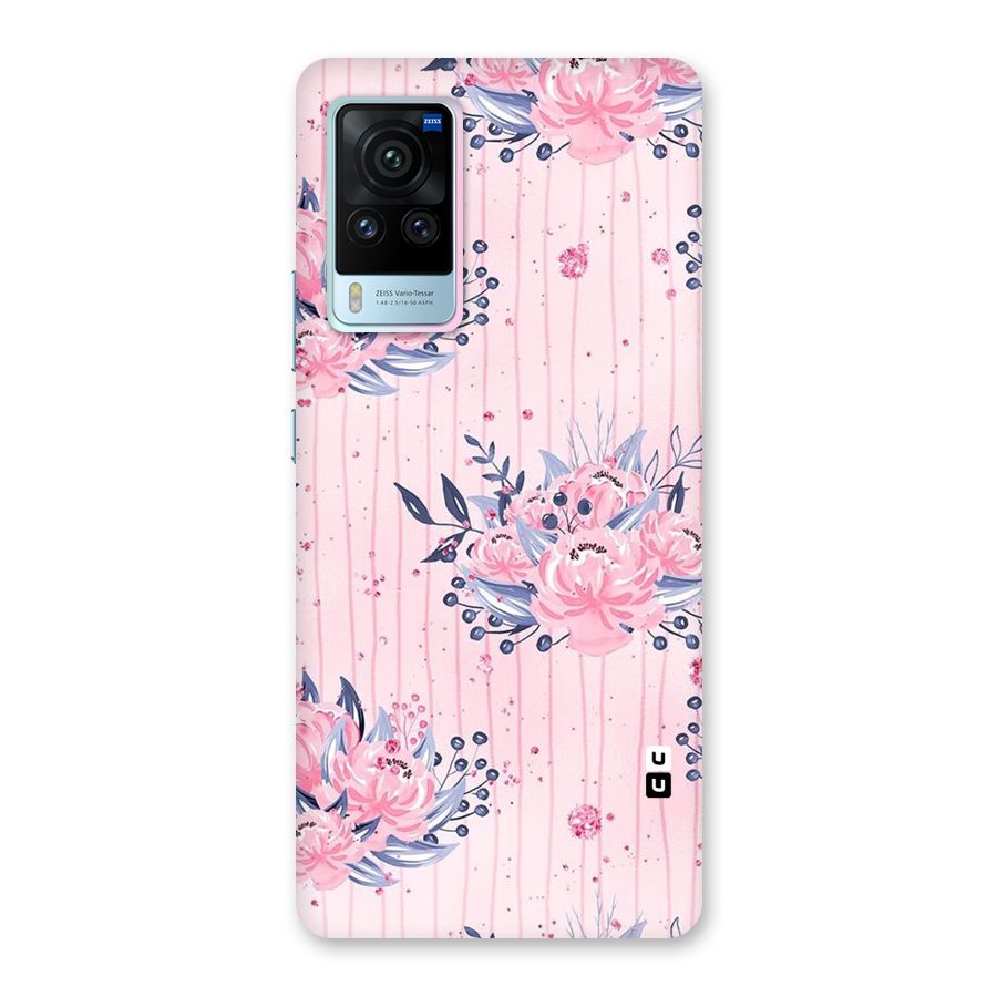 Pink Floral and Stripes Back Case for Vivo X60 Pro