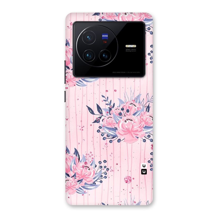 Pink Floral and Stripes Back Case for Vivo X80