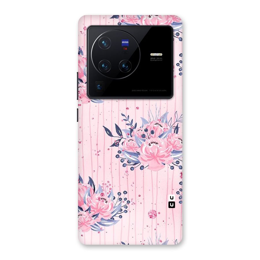 Pink Floral and Stripes Back Case for Vivo X80 Pro