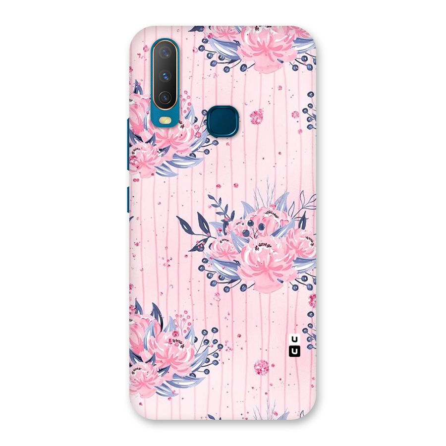 Pink Floral and Stripes Back Case for Vivo Y17