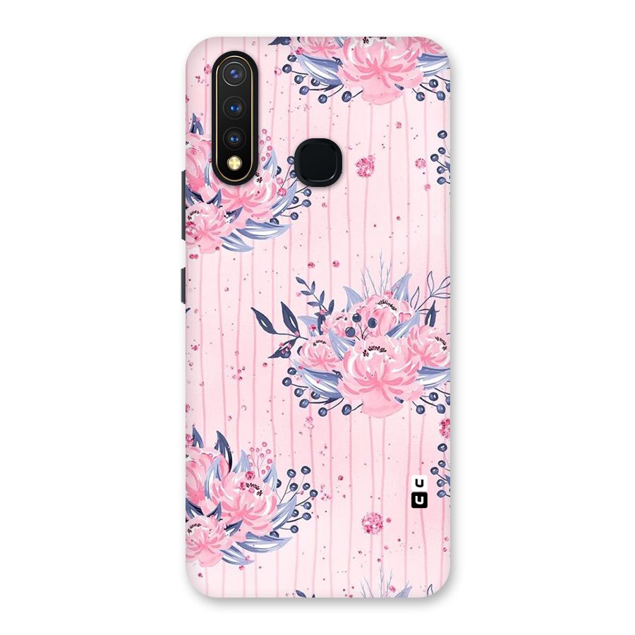 Pink Floral and Stripes Back Case for Vivo Y19