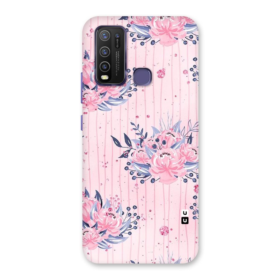 Pink Floral and Stripes Back Case for Vivo Y30