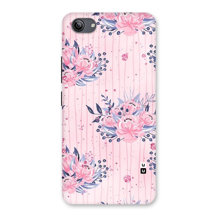 Pink Floral and Stripes Back Case for Vivo Y81i