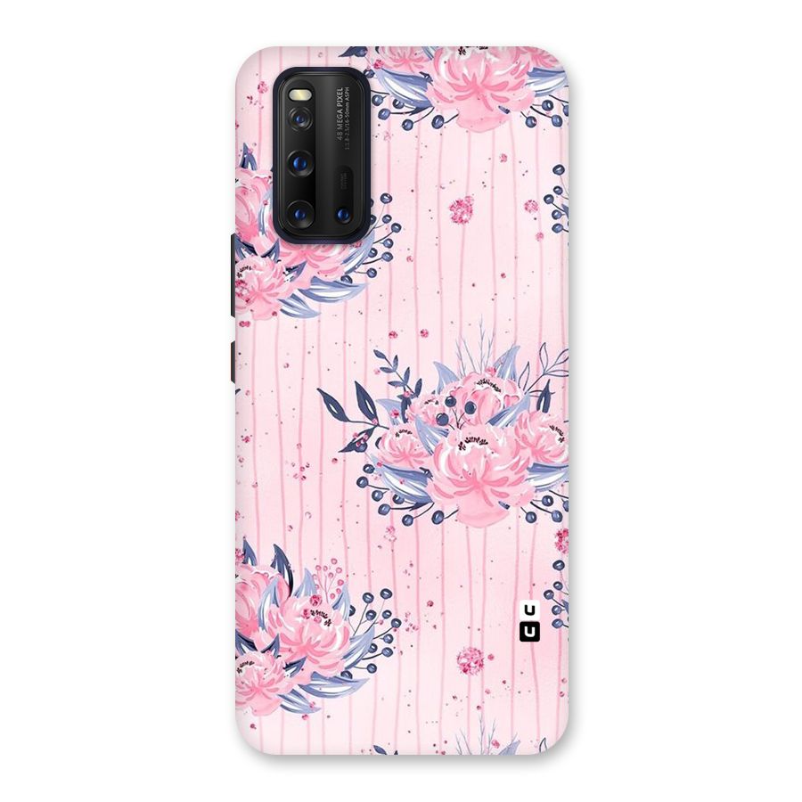 Pink Floral and Stripes Back Case for Vivo iQOO 3