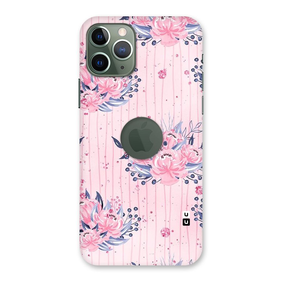 Pink Floral and Stripes Back Case for iPhone 11 Pro Logo  Cut