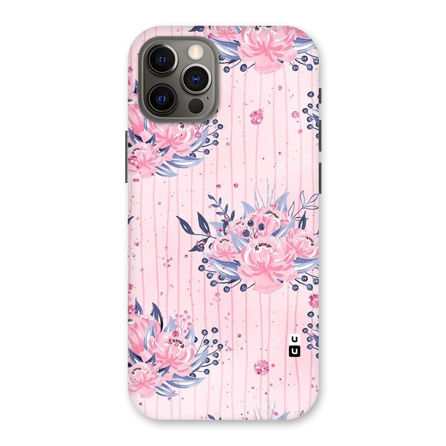 Pink Floral and Stripes Back Case for iPhone 12 Pro