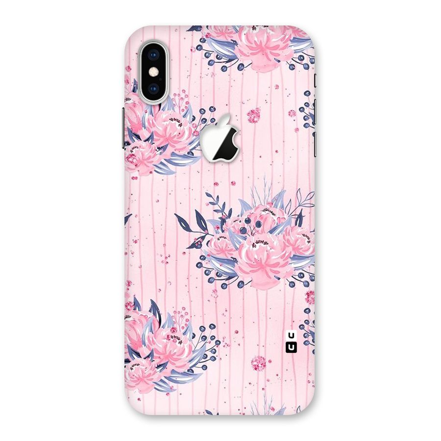Pink Floral and Stripes Back Case for iPhone XS Max Apple Cut