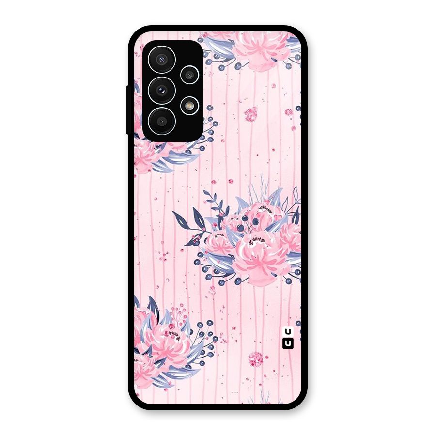 Pink Floral and Stripes Glass Back Case for Galaxy A23