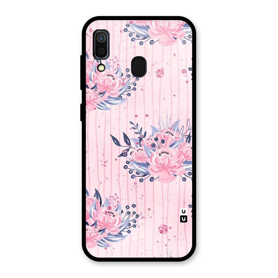 Pink Floral and Stripes Glass Back Case for Galaxy A30