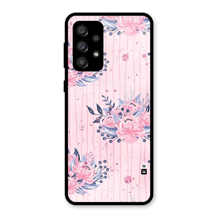 Pink Floral and Stripes Glass Back Case for Galaxy A32