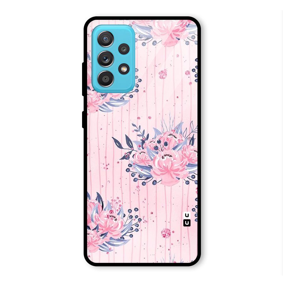 Pink Floral and Stripes Glass Back Case for Galaxy A52