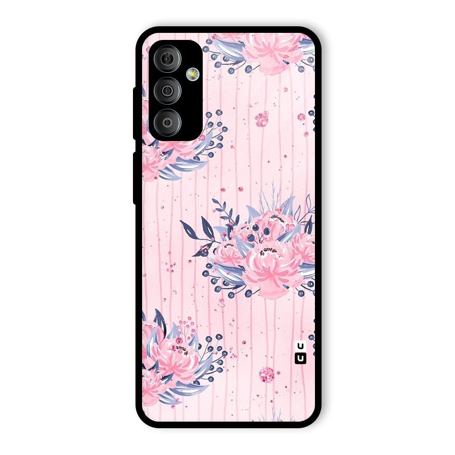 Pink Floral and Stripes Glass Back Case for Galaxy F23