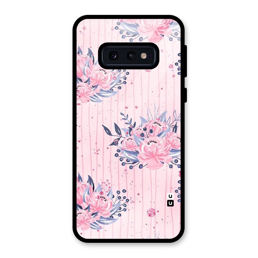 Pink Floral and Stripes Glass Back Case for Galaxy S10e