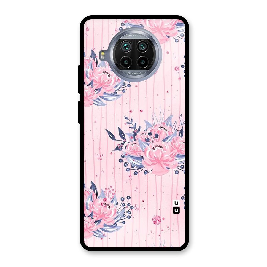 Pink Floral and Stripes Glass Back Case for Mi 10i