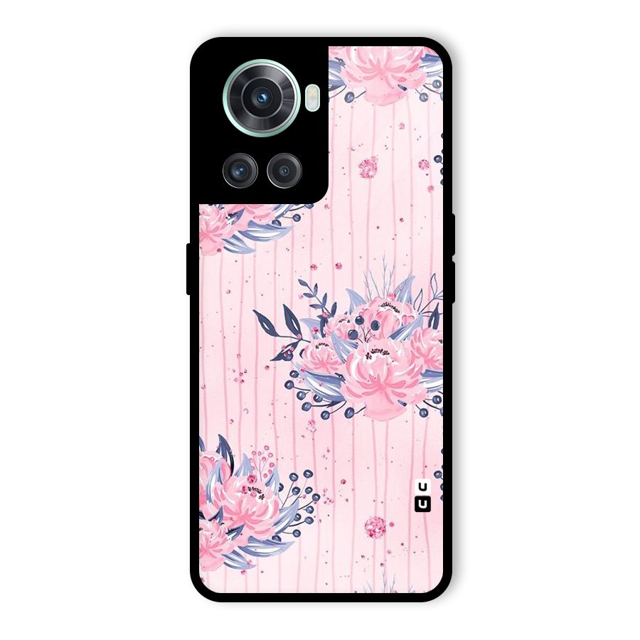 Pink Floral and Stripes Glass Back Case for OnePlus 10R