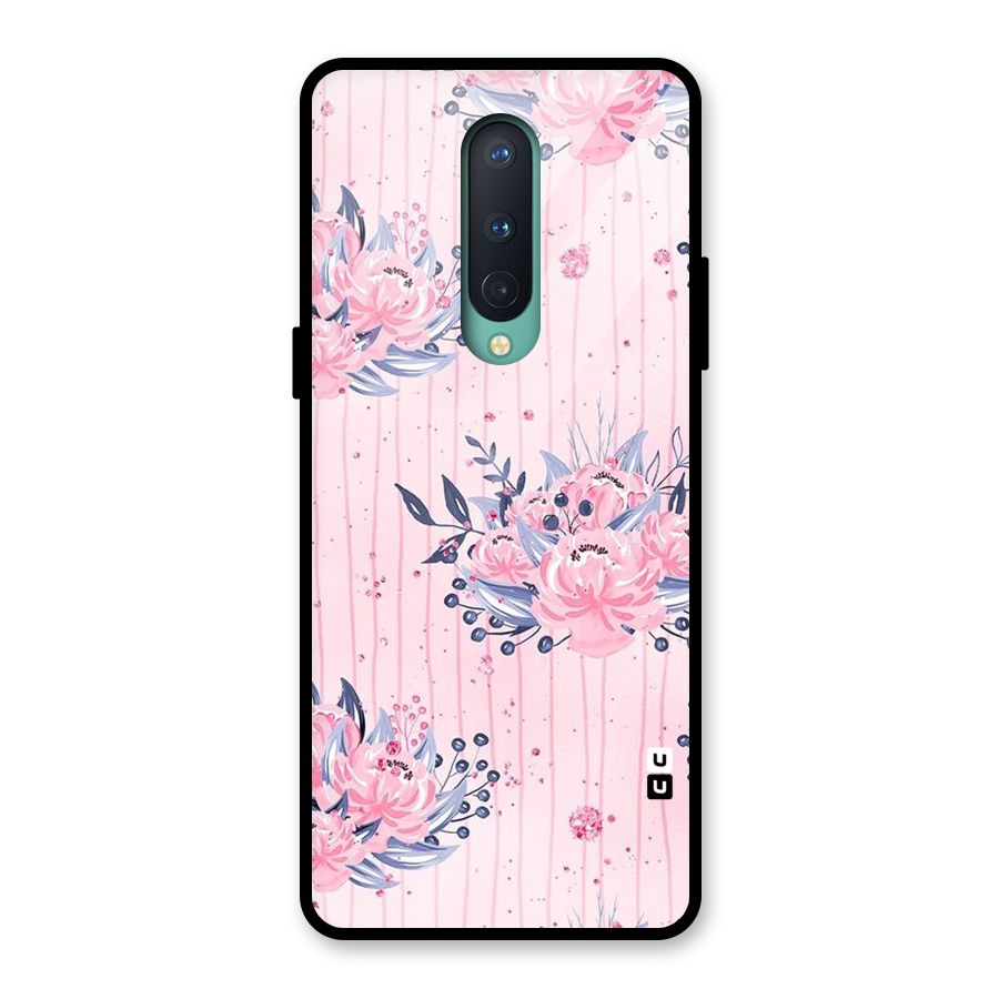 Pink Floral and Stripes Glass Back Case for OnePlus 8