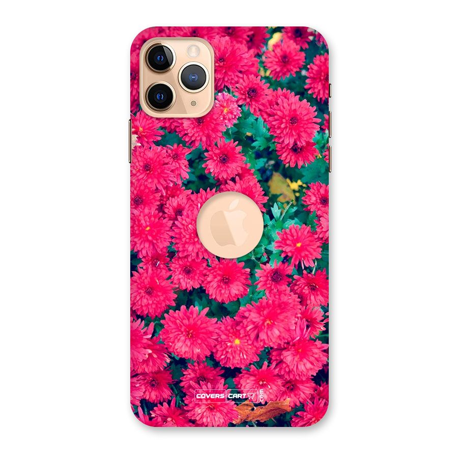 Pink Flowers Back Case for iPhone 11 Pro Max Logo Cut