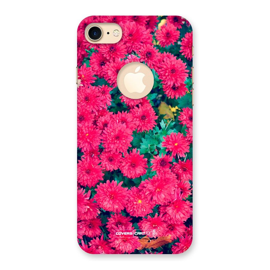 Pink Flowers Back Case for iPhone 7 Logo Cut