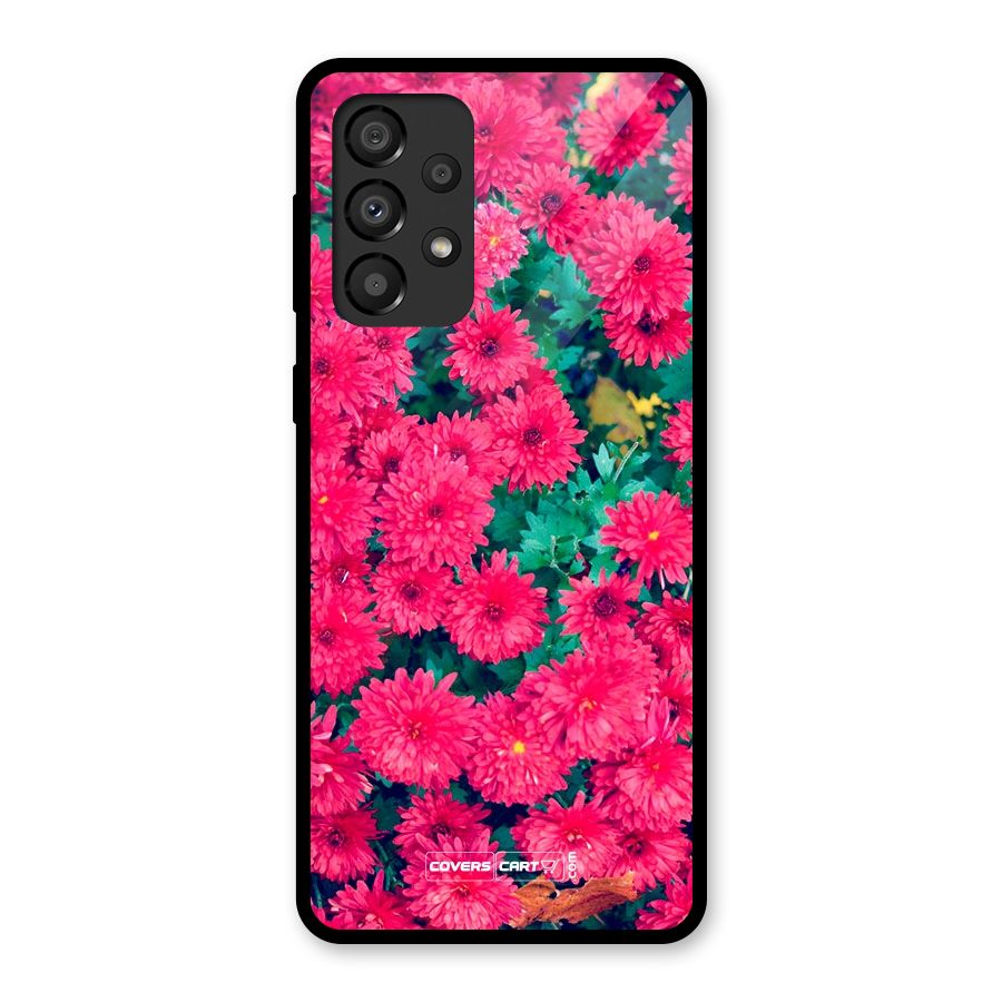 Pink Flowers Glass Back Case for Galaxy A33 5G