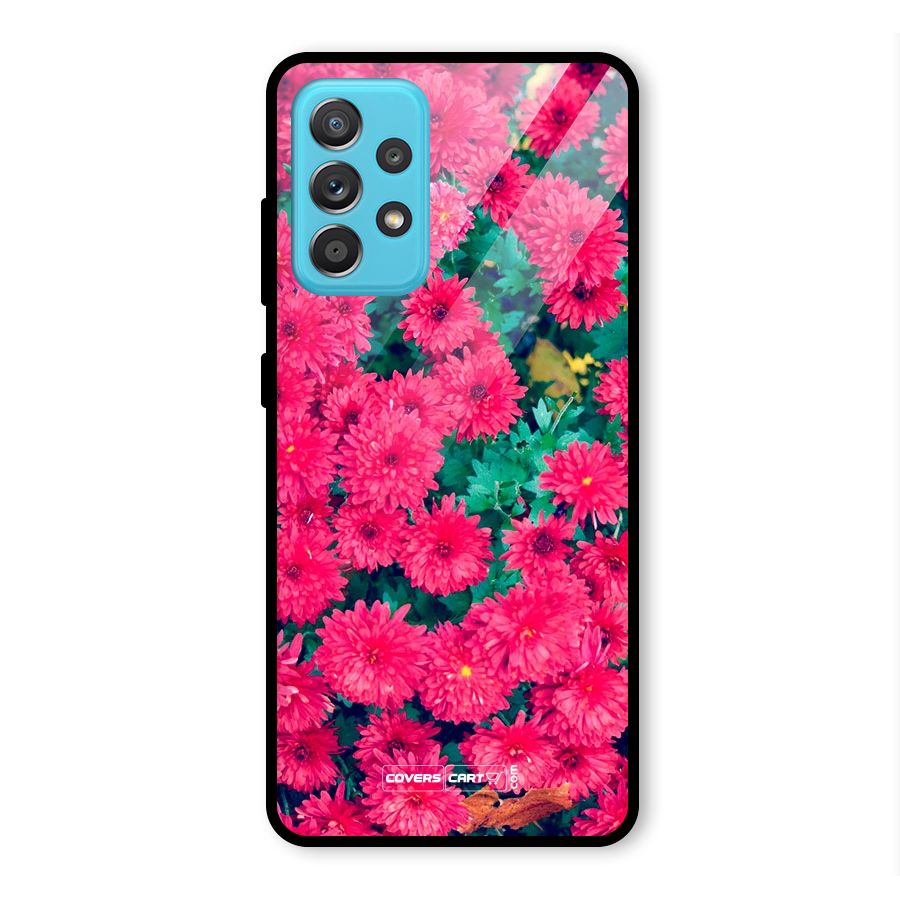 Pink Flowers Glass Back Case for Galaxy A52