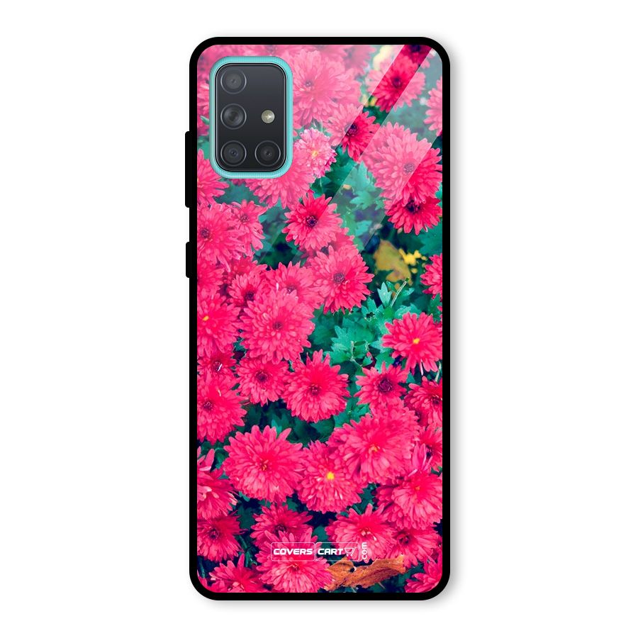 Pink Flowers Glass Back Case for Galaxy A71