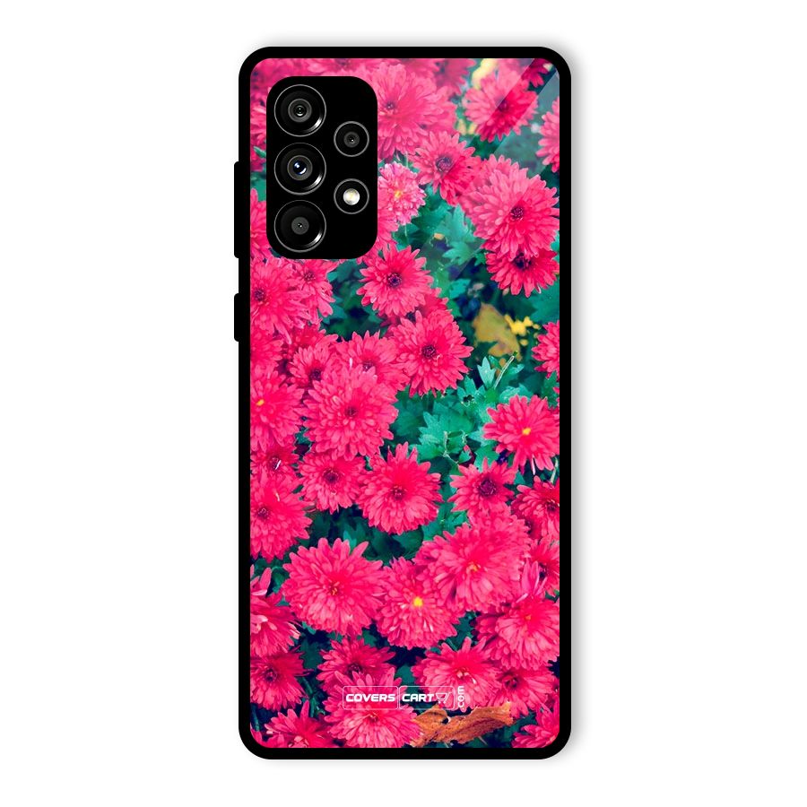Pink Flowers Glass Back Case for Galaxy A73 5G