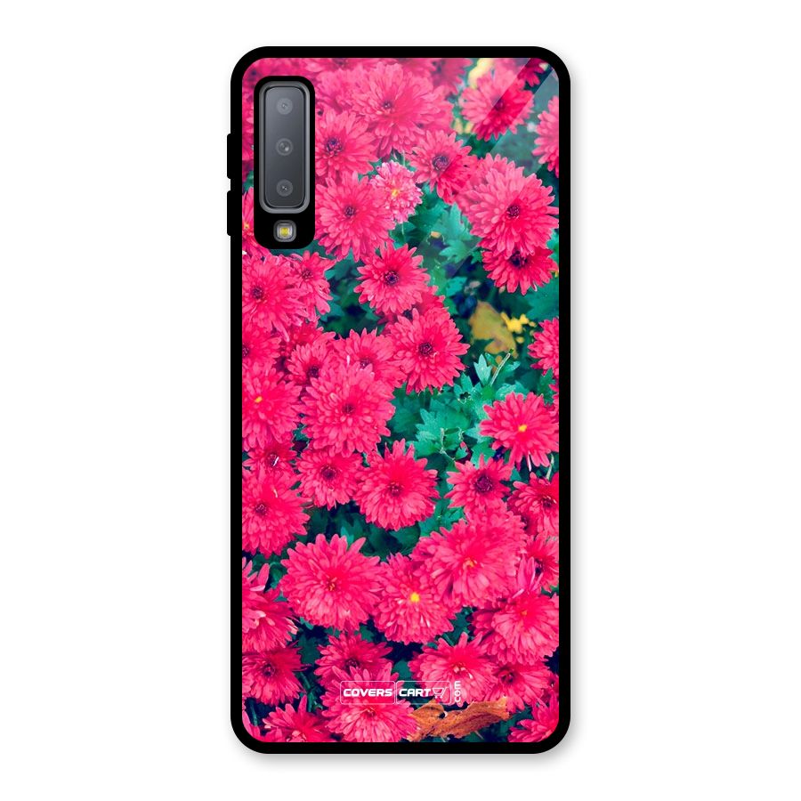 Pink Flowers Glass Back Case for Galaxy A7 (2018)