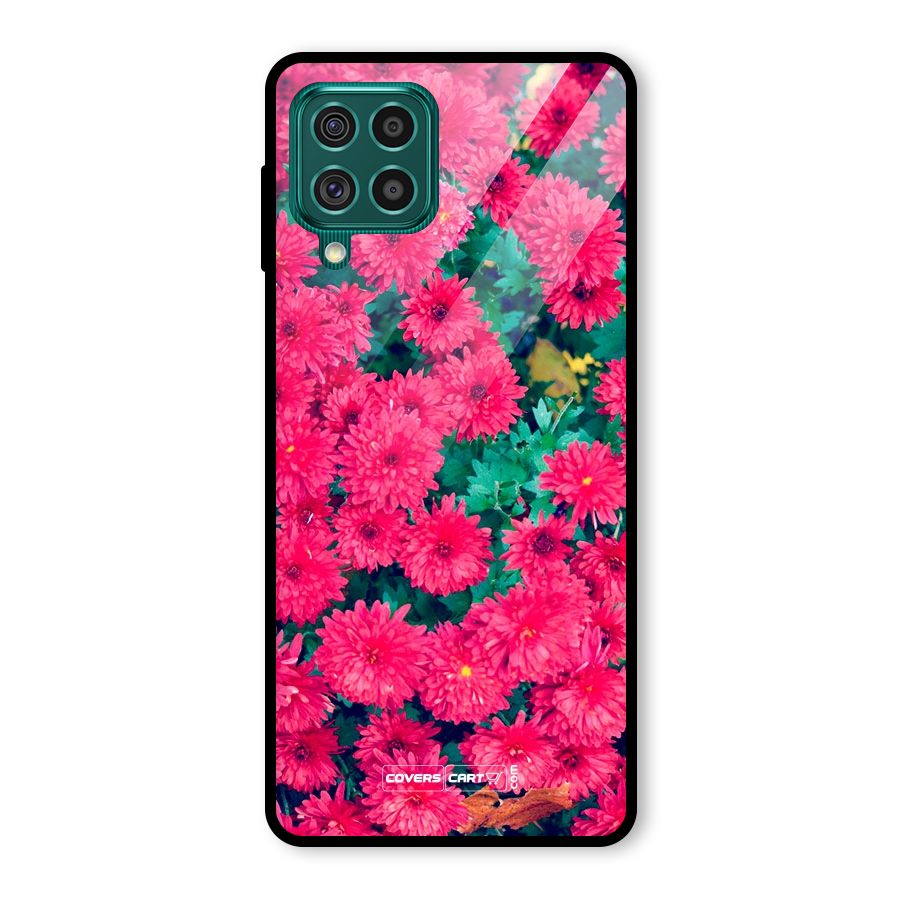 Pink Flowers Glass Back Case for Galaxy F62